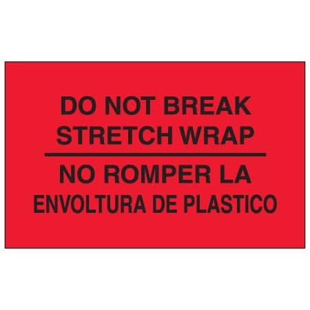 Bsc Preferred 3 x 5'' - ''No Romper La Envoltura De Plastico'' Fluorescent Red Bilingual Labels BUY00023977